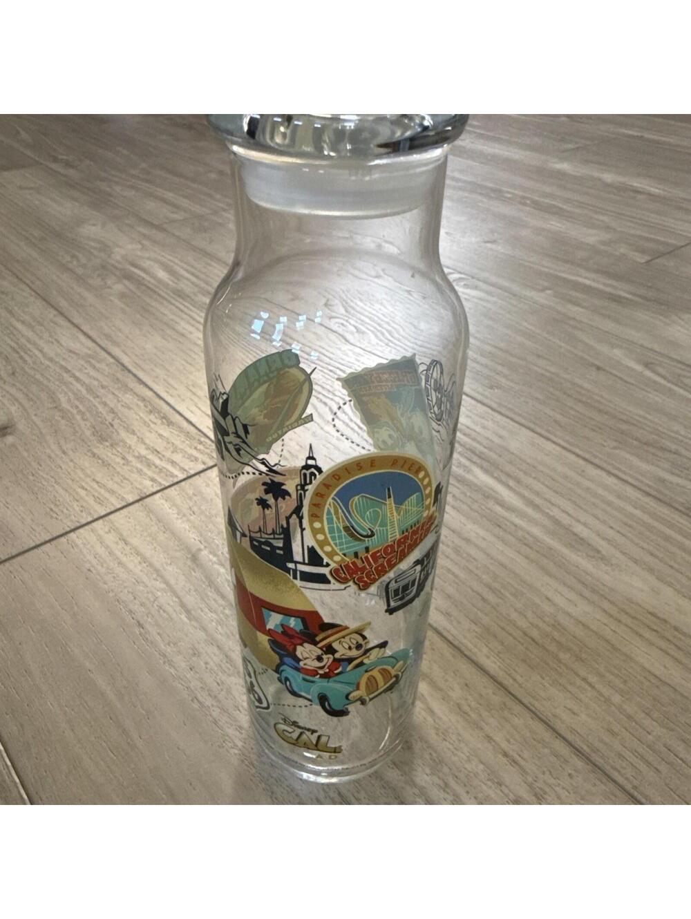 Disneyland Disney California Adventure Park Glass Bottle Route 66 With Lid